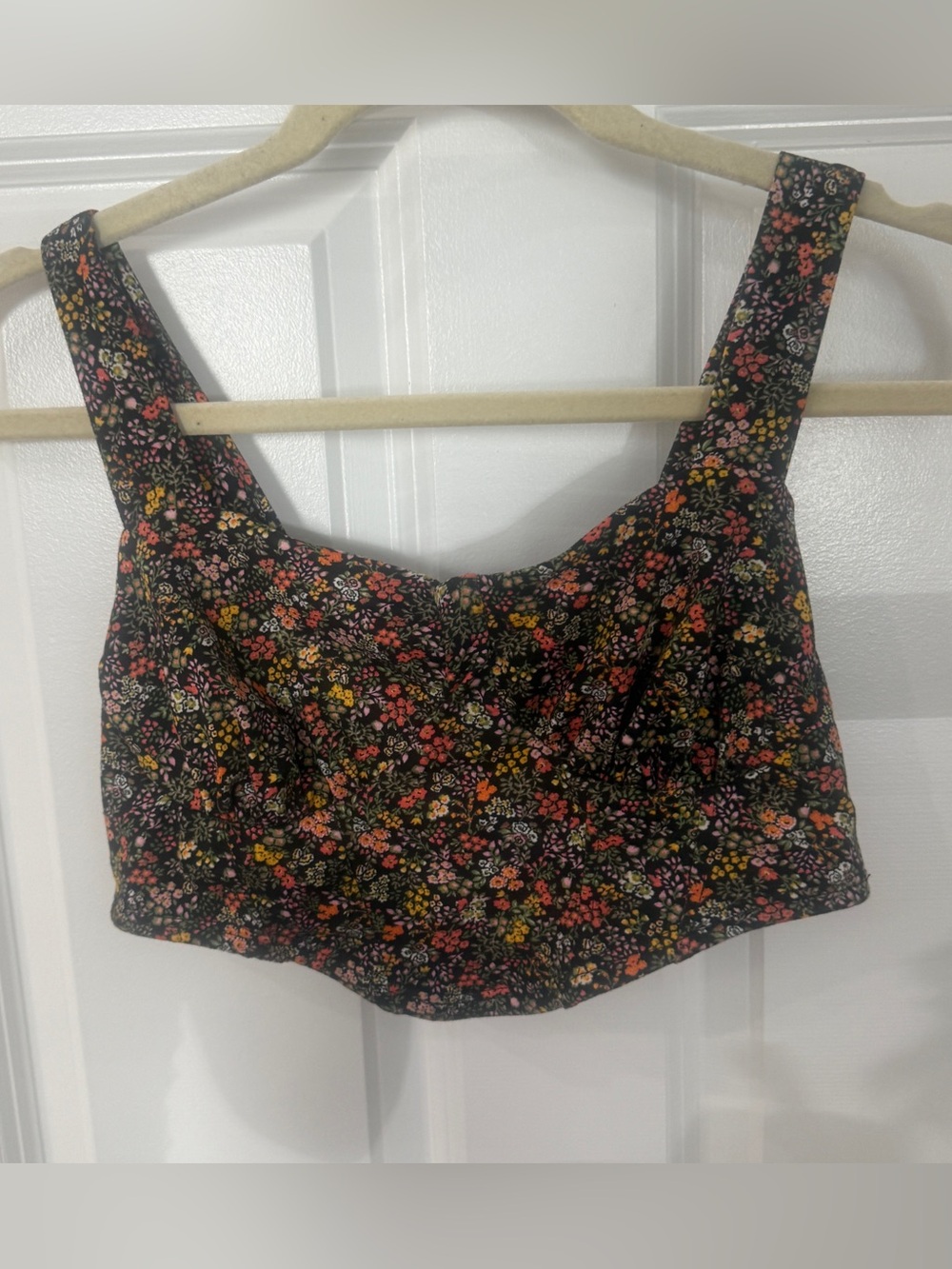 Lulus Black Floral Corset Crop Top Small